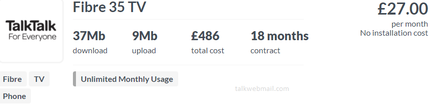 Fibre 35 TV Talktalk Broadband Deals