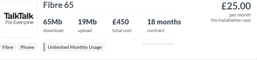 Fibre 65 Talktalk broadband Deals